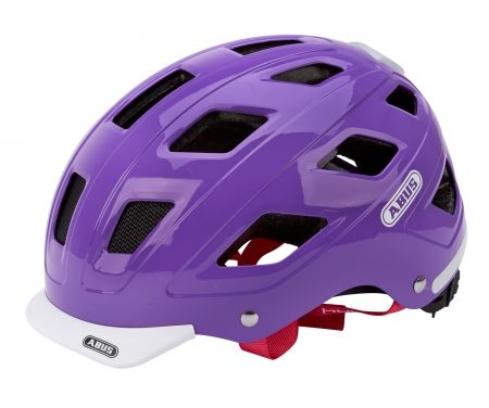 Abus Hyban cykelhjelm – Str. 52-58 cm – Lilla – Integreret lygte