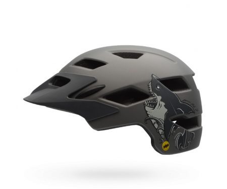 Bell Sidetrack Junior Mips – Cykelhjelm – Str. 50-57 cm – Mat Titan med Hajmotiv