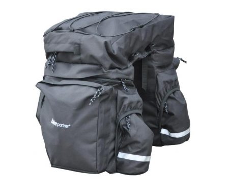 BikePartner – Caroline – Cykeltaske til bagagebærer -Sort – 3 delt 40 liter