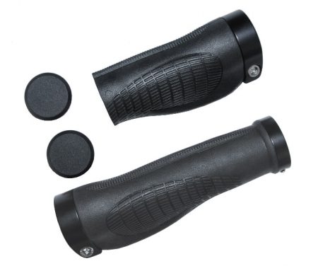 BikePartner – Håndtagssæt – 95/136 mm gummi – Inkl. låsering og prop – Sort