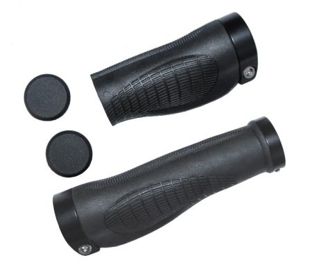 BikePartner – Håndtagssæt – 95/136 mm gummi – Inkl. låsering og prop – Sort