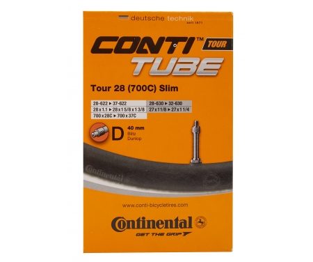 Continental Tour 28 Slim – Cykelslange – Str. 700×28-35c – 40 mm Dunlop-ventil
