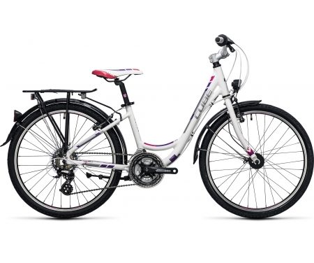 Cube Kid 240 Street – 24" cykel – 21 gear – Hvid/lilla/pink
