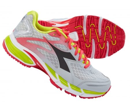 Diadora M. Shindano Plus 2 W – Løbesko – Dame – Sølv/Pink/Gul