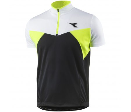 Diadora Siena Jersey – Cykeltrøje med korte ærmer – Hvid/sort/neon gul