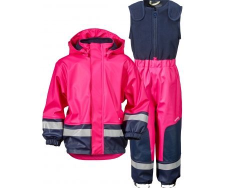 Didriksons Boardman Kids Set – Fleeceforet regntøj – Pink