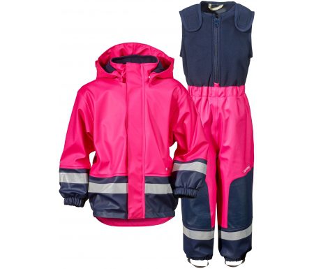 Didriksons Boardman Kids Set – Fleeceforet regntøj – Pink