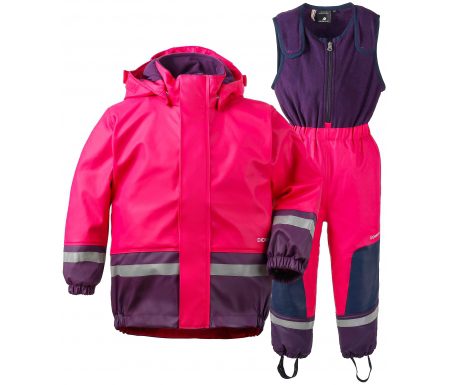 Didriksons Boardman Kids Set – Fleeceforet regntøj – Pink