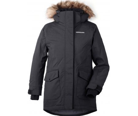 Didriksons Sassen Girls Parka – Vandtæt børnejakke m. for – Sort