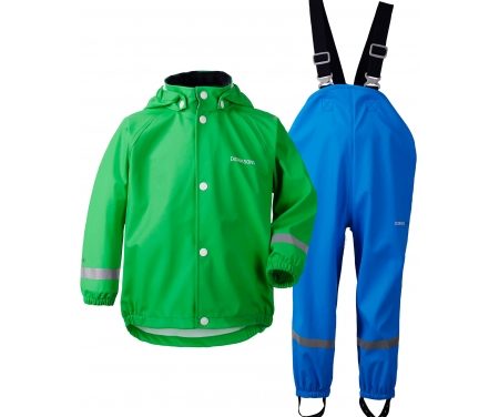 Didriksons Slaskeman Kids Set – Regntøj Børn – Grøn/Blå