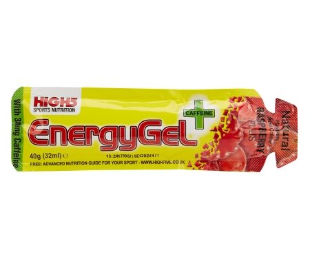 High5 EnergyGel+ –  Hindbær 40 gram – 30mg koffein