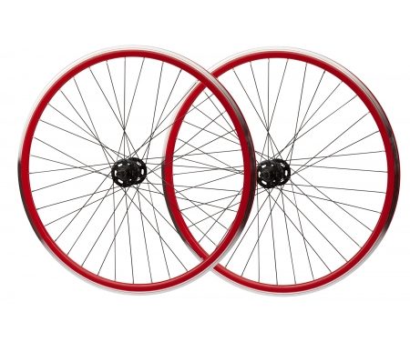 Hjulsæt 700c Single Speed Rød/Sort