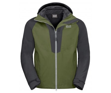 Jack Wolfskin Apex Peak JKT – Vandtæt 3i1 herrejakke – Grøn/Grå