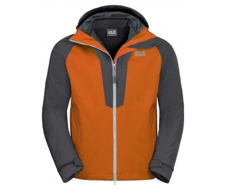 Jack Wolfskin Apex Peak JKT – Vandtæt 3i1 herrejakke – Orange/Grå