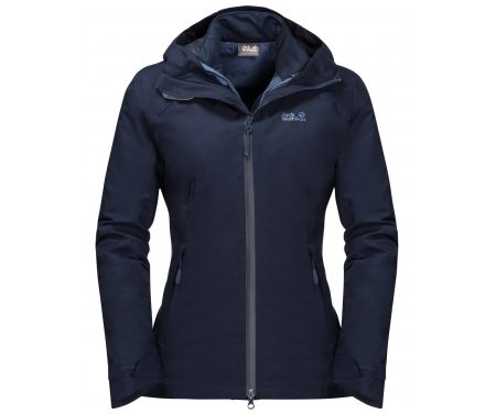 Jack Wolfskin Aurora Sky 3in1 – Vandtæt 3i1 damejakke – Mørke Blå