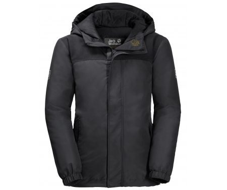 Jack Wolfskin B Kajak Falls JKT – Vandtæt børnejakke m. for – Mat Sort