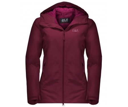 Jack Wolfskin Chilly Morning JKT W. – Vandtæt damejakke m. for – Mørke Rød