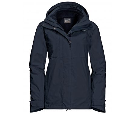 Jack Wolfskin Echo Pass Women – Vandtæt 3i1 damejakke – Mørke Blå