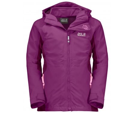 Jack Wolfskin G Grivla 3in1 JKT – Vandtæt 3i1 børnejakke – Lilla