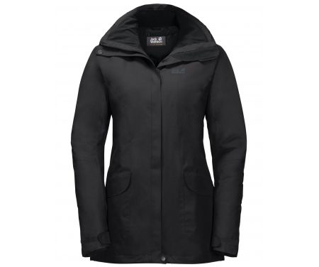 Jack Wolfskin Kiruna Trail JKT Women – Vandtæt damejakke m. for – Sort