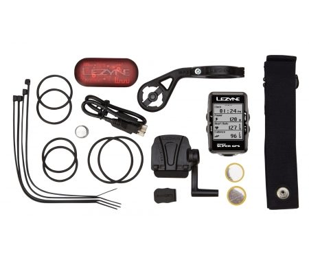 Lezyne Super GPS HRSC Loaded – Cykelcomputer – Bundle med pulsbælte og sensorer