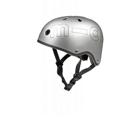 Micro Mini Cykelhjelm – Sølv – Str. 53-58 cm – Skater med hård skal