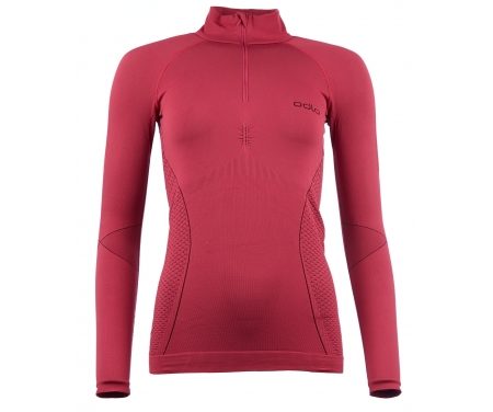 Odlo 1/2 zip Evolution warm – Langærmet bluse til dame – Bordeaux