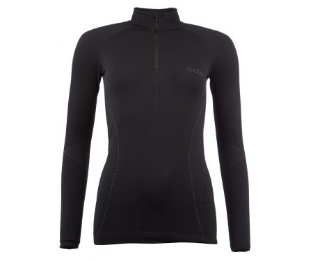 Odlo 1/2 zip Evolution warm – Langærmet bluse til dame – Sort