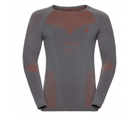 Odlo – Evolution Warm Shirt Crew Neck – Herre – Grå/Orange