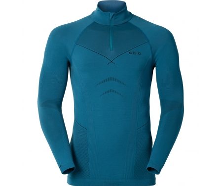 Odlo herre basislag m/turtleneck – 1/2 zip Evolution Warm – Blå