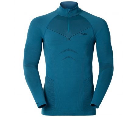 Odlo herre basislag m/turtleneck – 1/2 zip Evolution Warm – Blå