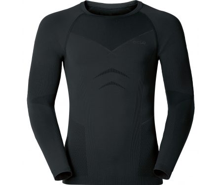 Odlo herre langærmet shirt – Crew Neck Evolution Warm – Sort/grå