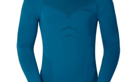 Odlo langærmet bluse – Herre – Crew Neck Evolution Warm – Sort/blå
