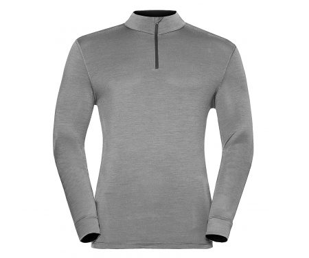 Odlo – Natural 100 Merino Shirt Turtle Neck – Herre – Grå melange/Sort