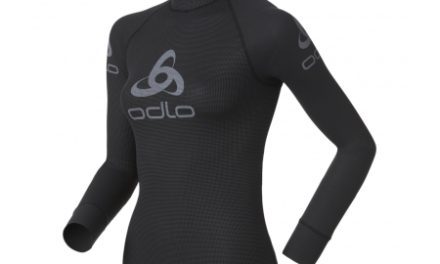 Odlo Shirt L/S Crew Neck Logo Line – Løbebluse til dame – Sort/grå