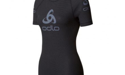 Odlo Shirt S/S Crew Neck Logo Line – Løbe t-shirt til dame – Sort/grå