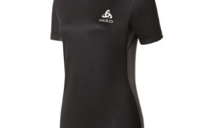 Odlo Shirt S/S Crew Neck – Vindtæt løbe t-shirt til dame – Sort/grå
