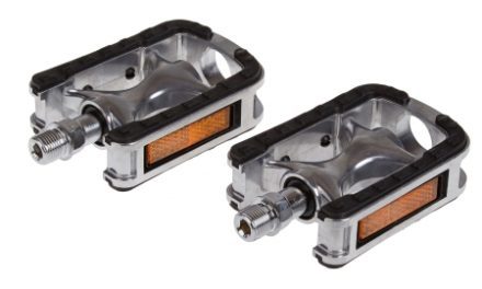 Pedaler i aluminium non slip sølv med gummi