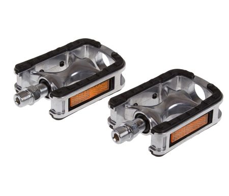 Pedaler i aluminium non slip sølv med gummi