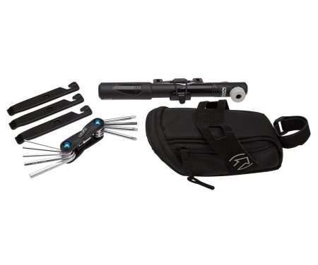 PRO Kombipakke – Sadeltaske med pumpe, miniværktøj og dækjern