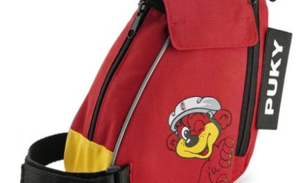 Puky – Løbecykeltaske med bæresele – Rød/gul med bjørn