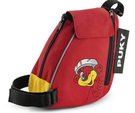 Puky – Løbecykeltaske med bæresele – Rød/gul med bjørn