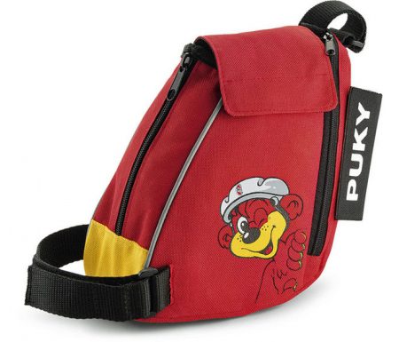 Puky – Løbecykeltaske med bæresele – Rød/gul med bjørn