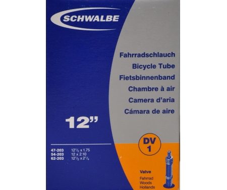 Schwalbe slange 12 1/2 x 2. 1/4 med almindelig ventil DV1