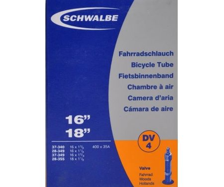 Schwalbe slange 16 og 18"med almindelig ventil DV4