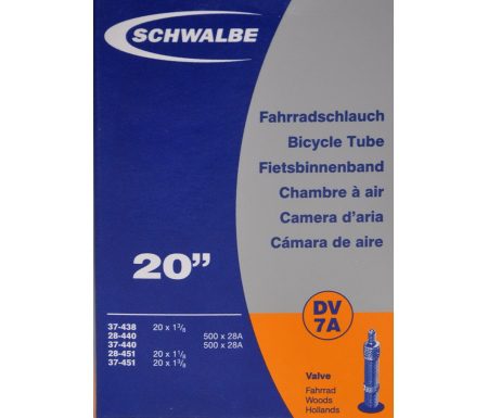 Schwalbe slange 20 x 1. 3/8 med almindelig ventil DV7A