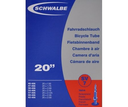 Schwalbe slange 20 x 1,50-2,50 med Racer ventil SV7