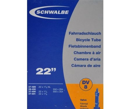Schwalbe slange 22 x 1. 3/8 med almindelig ventil DV8