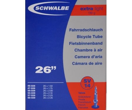 Schwalbe slange 26 x 1,50-2,35 X-Light med Racer ventil SV14