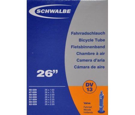 Schwalbe slange 26 x 1,50-2,50 med almindelig ventil DV13